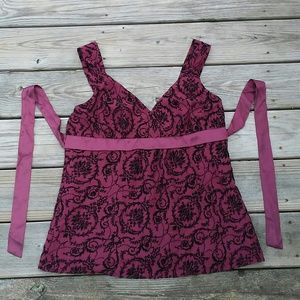 Apt. 9 Maroon Floral Baby doll blouse